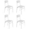 Baroni Home Set 4 Sedie da Pranzo, Design Moderno, Leggero, per Interni ed Esterni, Sala da Pranzo, Ristorante, In MDF e Acciaio, Montaggio Facile, Bianco, 35x46x81 cm