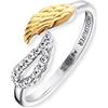 Engelsrufer ERR-TWING-ZI-G - Anello da donna in argento sterling 925 con ali d'angelo dorate e zirconi, misura regolabile, Argento sterling, Zirconia cubica