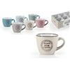 GICOS SRL Set 6 Tazzine Tazze Caffe' in Ceramica Time For Coffee senza Piattini 90 ml