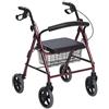 AnteaMED Rollator in Alluminio Pieghevole Rosso - Deambulatore per Anziani con 4 ruote, sedile e freni