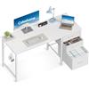 Coleshome Scrivania con 3 Cassetti in Tessuto, 120x48cm Scrivania Salvaspazio con Portacuffie, Bianco Scrivania Computer Reversibile per Piccolo Ufficio in Casa