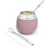 BALIBETOV Mate Argentino - Kit Yerba Mate che Include Una Tazza Mate e Set Bombilla - Acciaio Inossidabile Doppia Parete Termica per Tazza e Bombilla Yerba Mate - Facile da Pulire e Mantenere (Rosa)