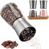 Zolmer® Macina sale e pepe con supporto in bambù - Set di 2 macinaspezie in acciaio inox e vetro - macina in ceramica regolabile, ricaricabile ed elegante per ogni cucina