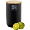 Moritz & Moritz barattoli cucina nero 900 ml - Scrivibile - Barattolo ceramica con coperchio in bambù - Barattolo con coperchio per farina, caffè, muesli o utensili da bagno