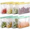 anshuke 8 sacchetti riutilizzabili in silicone con cerniera e supporto per alimenti, sacchetti per congelamento, sacchetti per panini, sacchetti per verdure, latte, snack, carni
