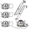 REFORUNG 6 Pz Filtro per Tè in Acciaio Inox 304,Colino per Tè a Maglia Fine,Infusori per Teiera con Vassoio Antigoccia,Filtro da Tè con Catena e Gancio per Teiere, Tazze e Bottiglie di Tè