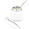 BALIBETOV Mate Argentino - Kit Yerba Mate che Include Una Tazza Mate e Set Bombilla - Acciaio Inossidabile Doppia Parete Termica per Tazza e Bombilla Yerba Mate - Facile da Pulire e Mantenere (Bianco)