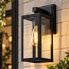 FTL Lampada da Parete Esterno E27,Max 60W Applique Lanterna da Parete per Giardino,Moderno Luci da Esterno a Parete con Vetro Trasparente,Nero Portico Lampade Esterno,IP44 Impermeabile