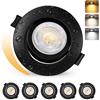 KYOTECH Faretti LED da Incasso Dimmerabile 230V 3CCT IP44 Ruotabile a 45° 6PCS Nero