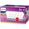 Philips LED Lampadina a Goccia, 6 pz, 75W, Attacco E27, Luce Bianca Calda, Non Dimmerabile
