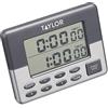 Taylor Pro Doppio Timer Digitale da Cucina (24 Ore) in Plastica/Acciaio Inox, Colore Grigio/Argento, 10,5 x 8 cm