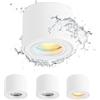 Gleonlux Faretto da Soffitto LED Bianco IP44, Faretto LED Interno Dimmerabile 3CCT 5W 230V 3000K/ 4000K/ 6500K, Faretti da soffitto Impermeabile Moderna Alluminio Ø80x60mm per Modulo LED, Set di 4