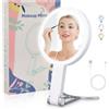 Mapille Specchio Trucco con Luci LED, Specchio Ingranditore 1X/20X, Girevole e Luminosità Regolabile Specchio Make up Ricaricabile Specchio da Tavolo per Bagno,Casa e Viaggi,Regalo per Donna/Lei (20X Bianco)