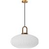 ZTTECH Lampada a Sospensione in Vetro Bianco con Paralume in Vetro Rigato e Finitura Bronzo, Lampada a Sospensione Moderna Retro Plafoniera (300mm)