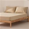 GAMUSI Lenzuolo con angoli per letto 105 x 190 x 30 cm, 100% cotone, traspirante, regolabile, colore beige