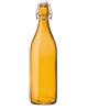 KWARE Bottiglie in vetro stile vintage da 1 litro, ideali per uso domestico o commerciale, da riempire con acqua, vino, liquore, olio, birra, grappa o cordiali (coperchio oscillante giallo)