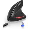 TECKNET Mouse Verticale, Mouse Jiggler Bluetooth Ergonomico Ricaricabile, Wireless Right Handed 6 Pulsanti, Multi-dispositivo(BT5.0/3.0+USB-A),4800 DPI 6 Livelli Regolabili,Ampia compatibilità-Jiggler