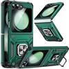 LeYi Cover per Samsung Z Flip5 con Anello Supporto, Custodia Armour TPU Bumper Antiurto Case Cover per Telefono Samsung Galaxy Z Flip 5 5G, Verde