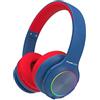 PowerLocus Cuffie Bluetooth Senza Fili per Bambini con Luci LED, HD Stereo, USB-C Ricarica Rapida, Microfono Integrato, Cuffia Pieghevole, Modalità SD e Wired per iPhone/Tablet/TV