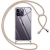 Pnakqil Cover per iPhone 14 Pro Max con Cordino, Trasparente Custodia con Laccio Tracolla Cellulare Girocollo Collana Protettiva per iPhone 14Pro Max 6.7 Pollic, Khaki
