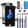 Xlhama Display LCD Sostituzione Schermo Intero Compatibile con iPhone 8 Nero 4,7 Strumenti Fotocamera Frontale Sensore Adesivo Impermeabile Pre Tagliato Altoparlante Lastra Vetro Temperato
