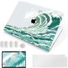 MUSHUI 4 in 1 Custodia per Macbook Air M2 M3 M4 13,6 Pollici A2681 A3113 A3240, 2025 2024 2022 con Touch ID, Plastica Case Cover Rigida & Pellicola Tastiera & Proteggi Schermo, Onde Verdi Smeraldo