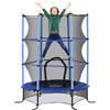 HOMCOM Trampolino Elastico per Bambini con Rete di Sicurezza, Tappeto Elastico con Pali Imbottiti per Interno ed Esterno, Età 3-10 Anni, Ø163x190 cm, Blu
