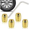 Cimown4 Pezzi Tappi valvola Anti-furto,Tappi Valvola Pneumatici, Coprivalvola per pneumatici antipolvere per auto con chiave per tutte le auto SUV, biciclette, moto (Oro)