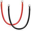 SWAWIS 2 Pezzi Cavi Batteria Auto M8 50cm, Cavo Batteria 25mm² 12V/24V Cavi Batteria con Terminali ad Anello per Solare Moto Auto Cavo di Terra della Batteria, Nero + Rosso