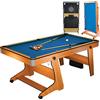 BCE Tavolo da biliardo pieghevole da 1,8 m con bersaglio - include set di palline da biliardo a pois e strisce e 2 stecche da 121,9 cm, con punta morbida e darboard