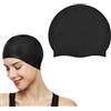 Giutsaull Cuffia da Nuoto in Silicone, Cuffia da nuoto per capelli lunghi e Corti, Cuffia Piscina Uomo con rivestimento ripstop, per il comfort e la resistenza (Nero)