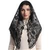 Bozidol Mantilla da Chiesa Cattolica, Velo Triangolare in Pizzo Nero Spagnolo, Copricapo per Messa Latina, Velo da Cappella per Donne