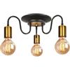 LVYY Vintage Lampada da Soffitto Industriale Plafoniera E27 in Metallo,oro/nero 3 Luci Lampadario Moderno per Soggiorno Camera da Letto,Cucina (B)