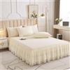 Homxi Copriletto Matrimoniale Volant(180 x 220 cm),Completi Letto Matrimoniale Tinta Unita con Pizzo Lenzuole Matrimoniale Completo Giallo Beige