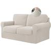 BXFUL Copridivano Elasticizzato con Schienali Separati E Cuscini Seduta, Copridivano Antiscivolo con Fascia Elastica, Proteggi Mobili Jacquard (2 Posti,Bianco avorio)