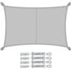 VOUNOT® Vela Ombreggiante Impermeabile Rettangolare 3x4m, Tenda da Sole Esterno in Polyester con Kit di Fissaggio, Protezione UV 95%, Vele Ombreggianti per Giardino, Balcone, Terrazza, Grigio Chiaro