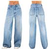 Generic Pantaloni cargo da donna Y2K Bagg: Boyfriend Jeans da donna, a vita alta, per il tempo libero, con gamba larga, pantaloni estivi larghi, stile vintage, Blu scuro, S