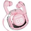SMART-J Clear Beat Cuffie Auricolari Wireless Bluetooth 5.3, Design Trasparente, Suono Cristallino, Impermeabili IPX4, Custodia con Ricarica Smartphone, Microfono Integrato, Autonomia 2-3 Ore, USB-C (Rosa)