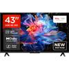 TCL 43V6C Smart TV LED Direct da 43, HDR 4K, con tecnologia Google TV (Dolby Audio, Motion Clarity, compatibile con Google Assistant e Alexa)