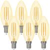 ANTELA Lampadine Filamento LED E14, Forma a Candela C35, 4W (equivalenti a 40W), 470LM, 2700K Luce Bianca Calda, Non Dimmerabile, 6 Pezzi