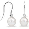 Miore Orecchini a gancio perle bianche d'acqua dolce e diamanti 0.06ct in oro bianco 14 carati 585