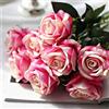 RXKFIGX 12 Pezzi Rose Fiori Artificiali Bouquet di Fiori di Seta Artificiale Rose Rosa Intenso Finte in Seta Artificiale per Matrimoni Home Office Cucina Ufficio Giardino（Rosa Intenso）
