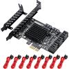 MZHOU Schede di Espansione PCIE 8 Porte SATA III 6Gbps, Controller SATA 3.0 Splitter, Supporto HDD per Windows,Ubuntu,Linux