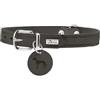 HUNTER Collare per cani Aalborg, colore grigio pietra, pelle robusta e resistente, forte grasso, ideale per sport e tutti i giorni, con ciondolo in pelle, made in Germany, taglia 47