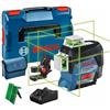 Bosch Professional 12V System Livella Laser GLL 3-80 CG (1 batteria 12V + Caricabatteria, laser verde, da interno, con app, raggio d'azione: fino a 30 m, Supporto universale BM 1, L-BOXX)