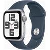 Apple Watch SE 40 mm (2022) | GPS | argento | Cinturino Sport Blu tempesta M/L
