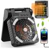 iYeHo Ventilatore da campeggio a energia solare con lanterna, 10400 mAh, a batteria ricaricabile, portatile, timer e ventilatore ecologico, per campeggio, pesca, interruzioni di corrente