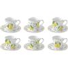 EASY LIFE Fleurs et Citrons Set 6 Tazzine Espresso con Piattini 100ml Porcellana