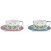 EASY LIFE Spring Parade Set 2 Tazze Tè 240ml con Piattini Porcellana