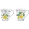 EASY LIFE Fleurs et Citrons Set 2 Tazze Mug 275ml Porcellana
